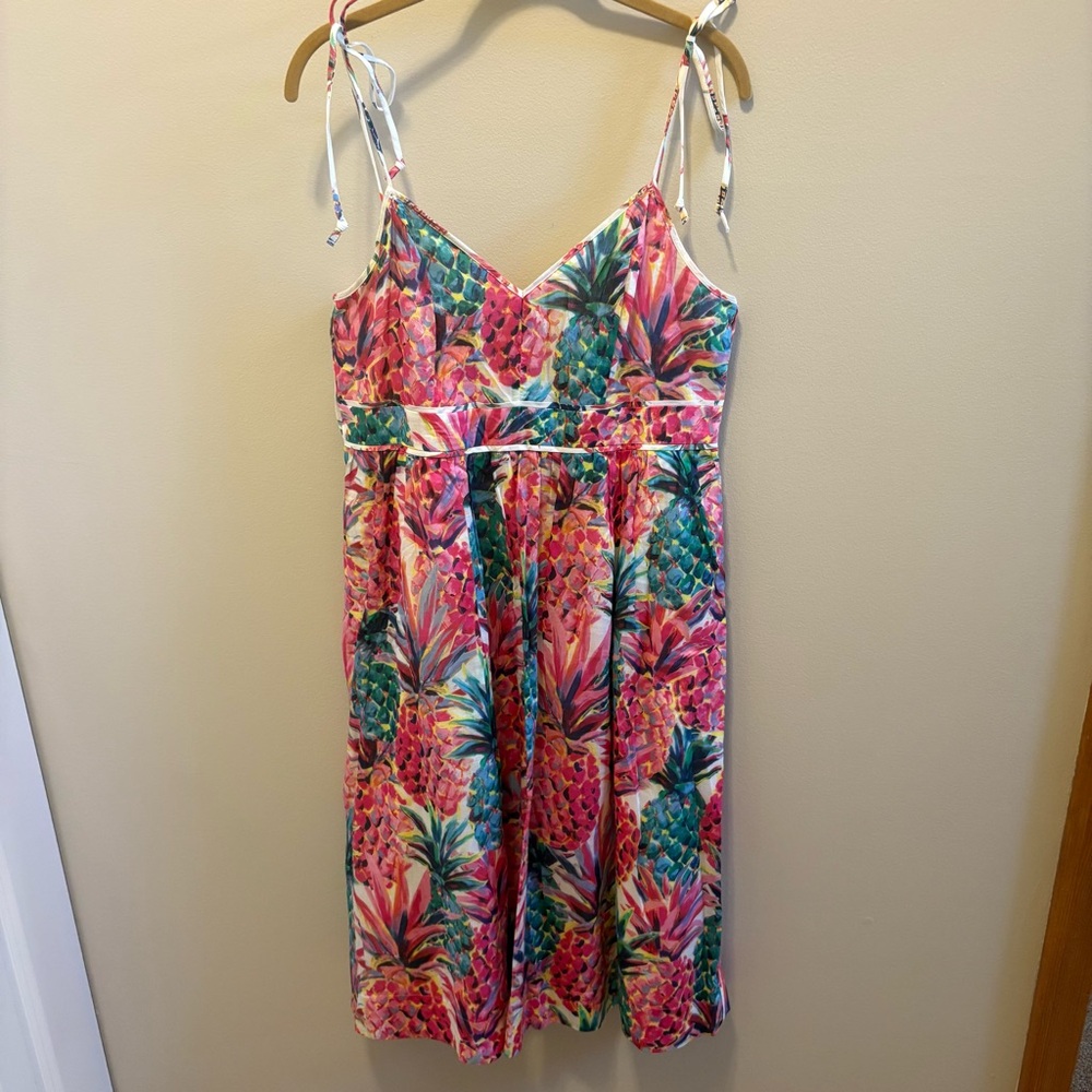 J.Crew Ratti Painted Pineapple Midi Dress size 10 Tropical